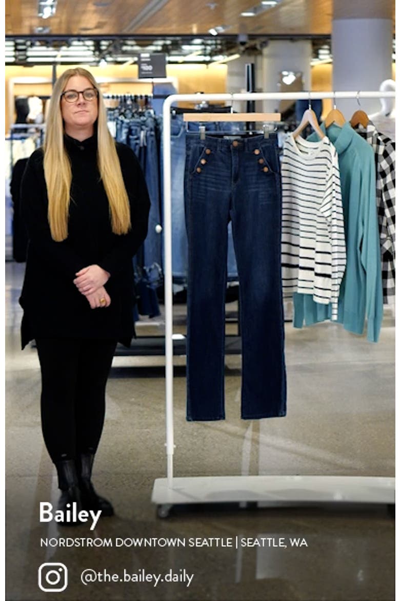 Button Trim Flare Jeans video