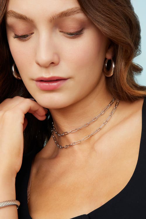Oradina Sterling Silver Rhythm Link Chain Necklace In Silver