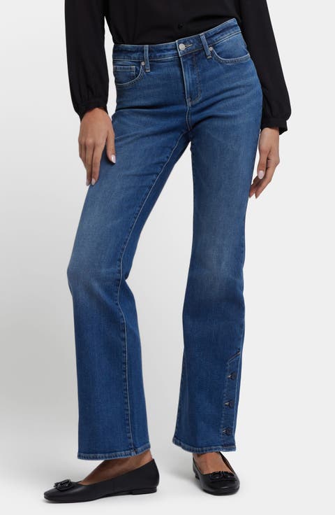 Ava Side Placket Hem Flare Leg Jeans