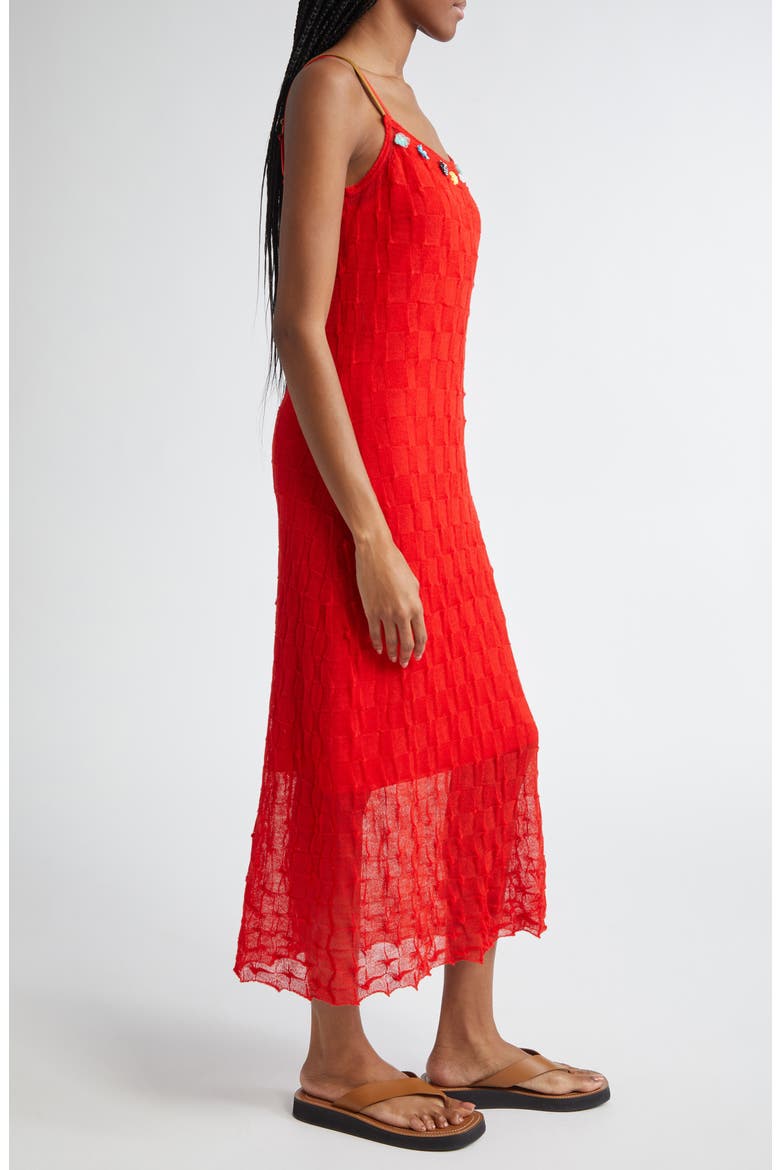Borlor Floral Ribbon Wool Slipdress, Alternate, color, RED