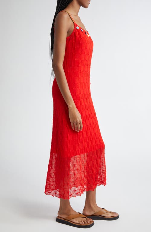 Yanyan Borlor Floral Ribbon Wool Slipdress In Red