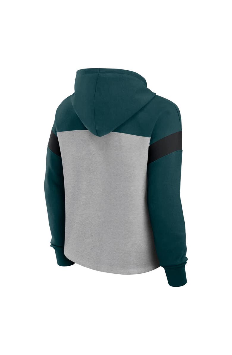 FANATICS Women's Fanatics Heather Gray/Midnight Green Philadelphia Eagles Bold Play Call Pullover Hoodie, Alternate, color, Heather Gray