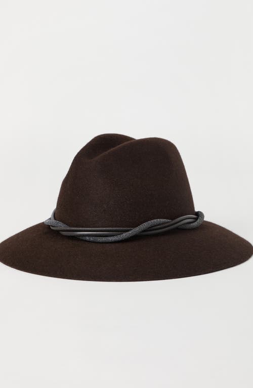 Brunello Cucinelli Felt Fedora With Monili In Brown