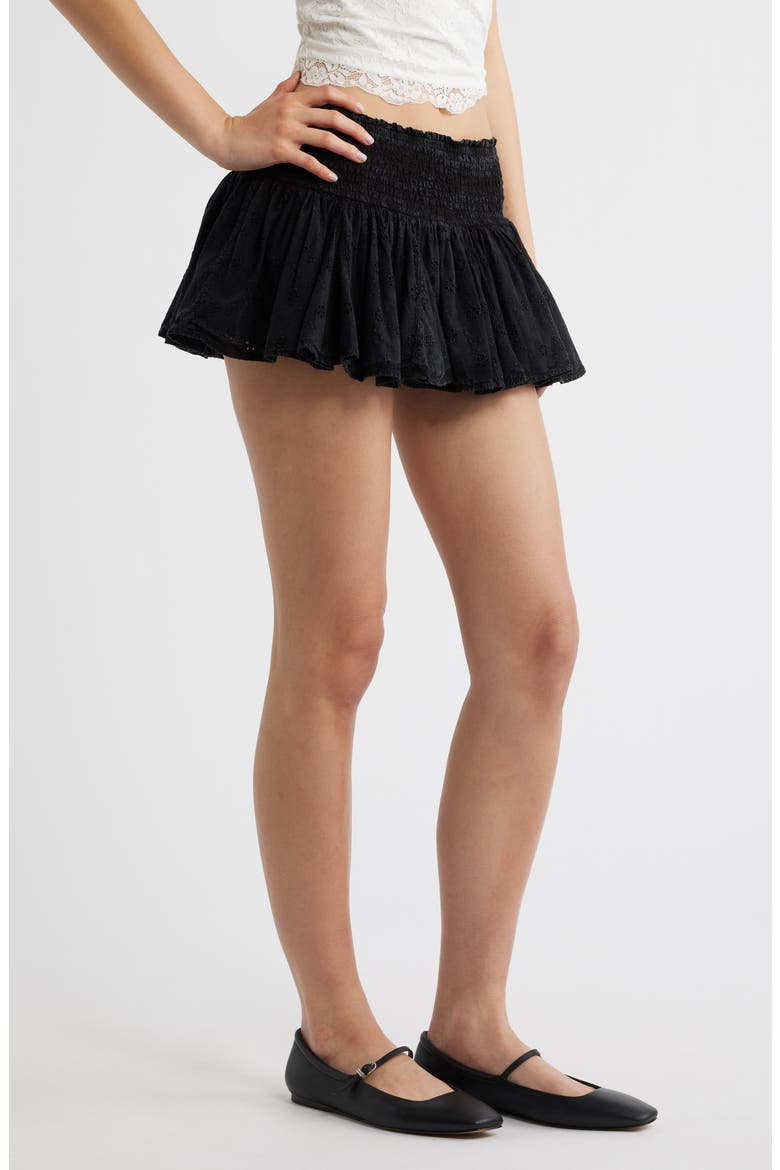 Immy Cotton Miniskirt with Built-In Shorts, Alternate, color, BLACK