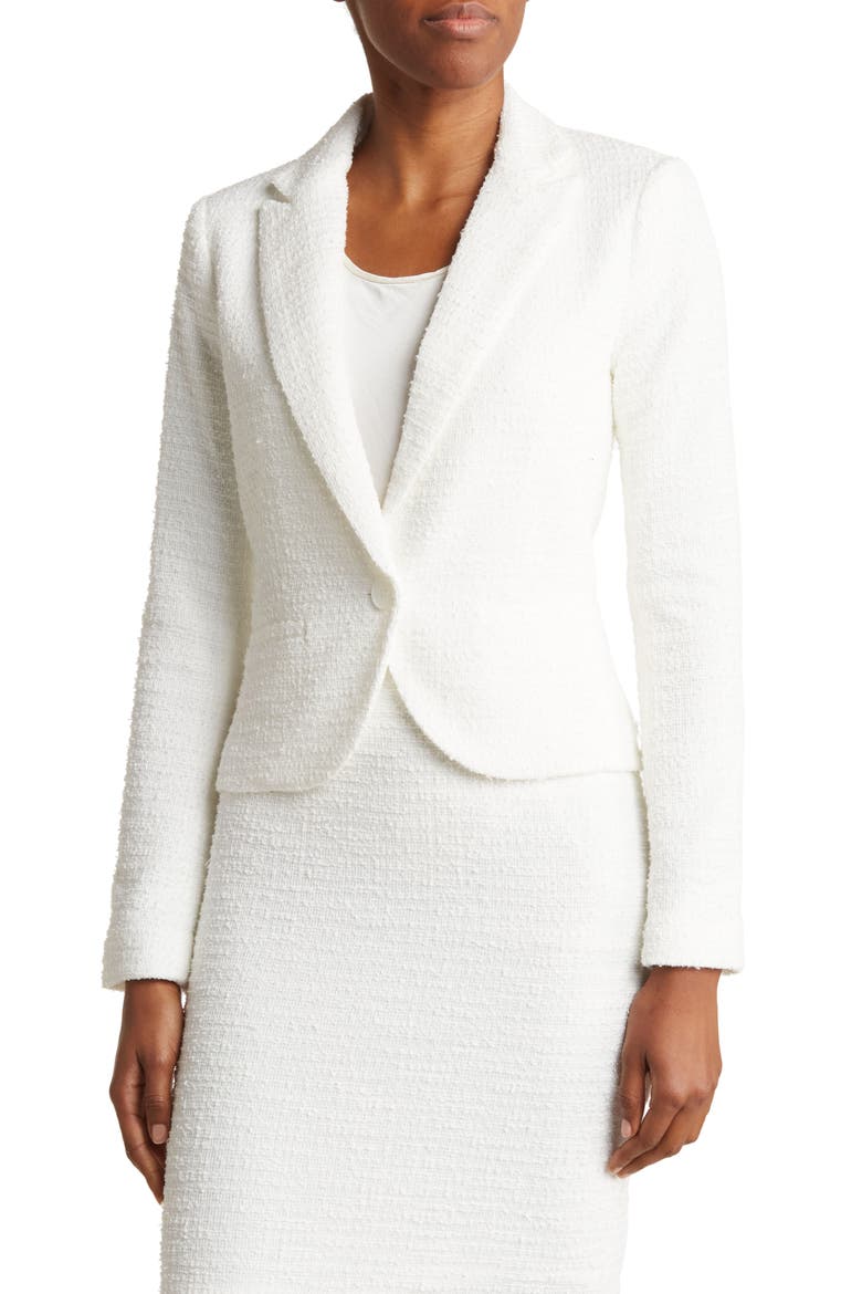 Bouclé Tweed Knit Blazer, Main, color, CREAM