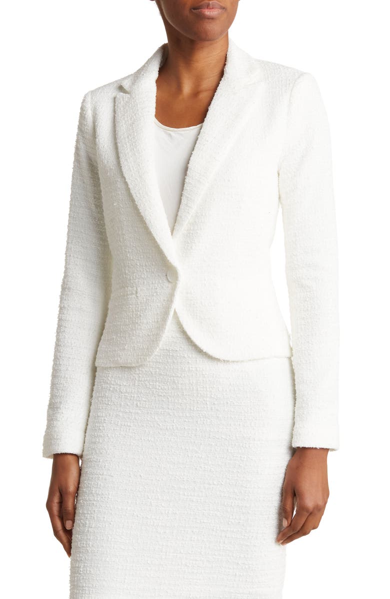 Amanda & Chelsea Bouclé Tweed Knit Blazer, Main, color, Cream