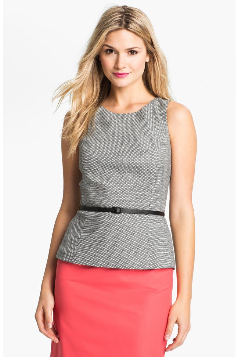 Halogen Belted Peplum Top, Main, color, BLACK/ WHITE COMBO