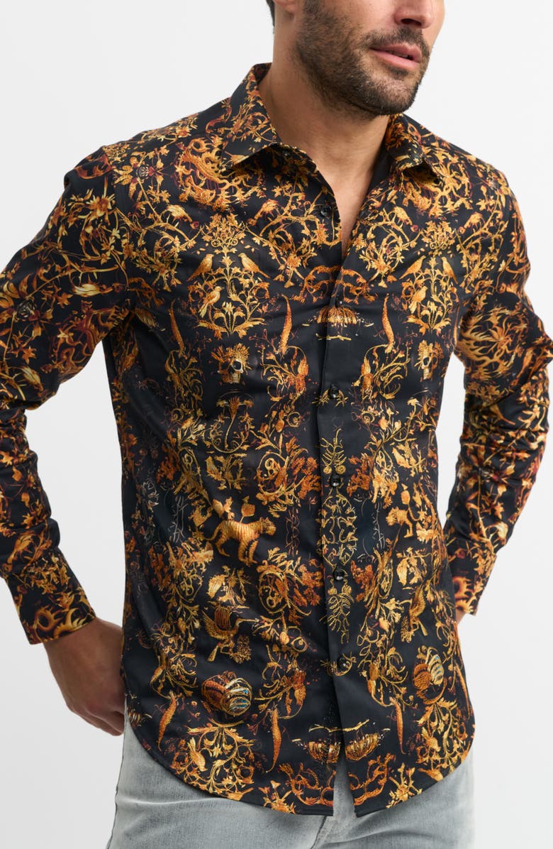 Robert Graham Brut Jacquard Woven Button-Up Shirt, Main, color, 