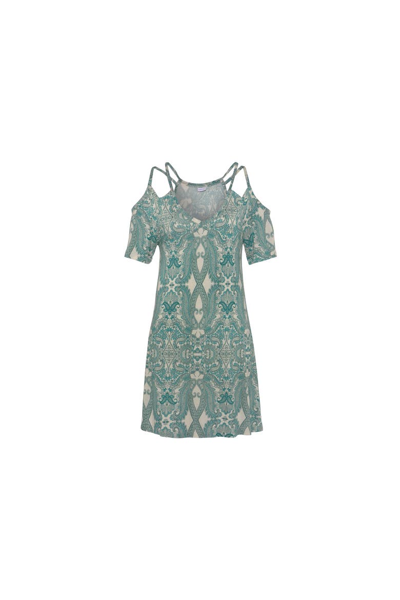 Cold Shoulder Dress, Alternate, color, Green Patterned