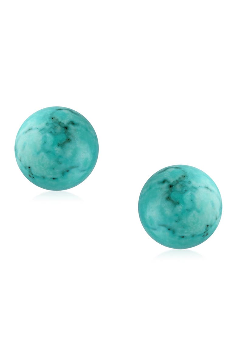 Sterling Silver Dot Turquoise Stud Earrings, Main, color, BLUE