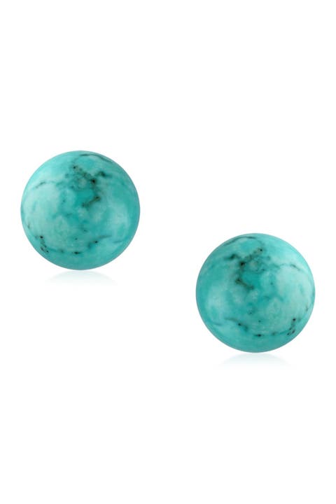 Sterling Silver Dot Turquoise Stud Earrings