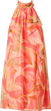 Adrianna Papell Floral Print Halter Trapeze Dress