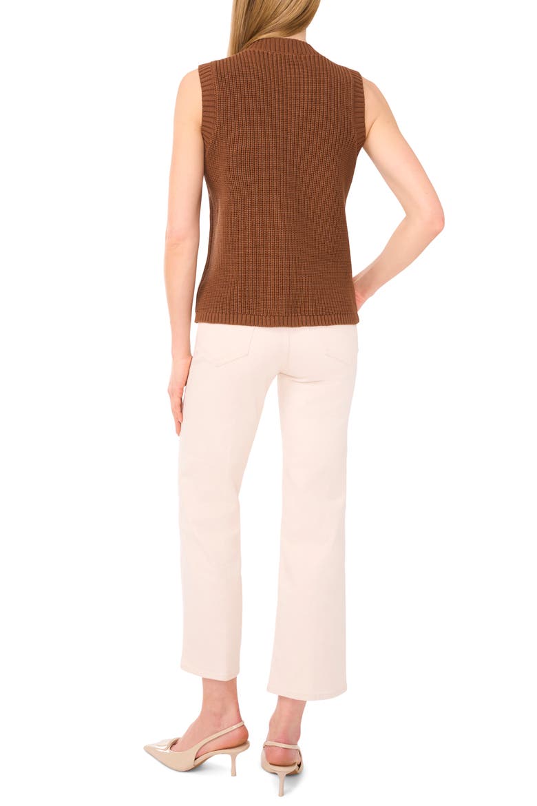 Sleeveless Cotton Cardigan, Alternate, color, RICH COGNAC