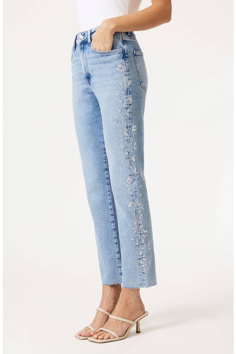 New York Embroidered Ankle Straight Leg Jeans, Main, color, LIGHT BLUE BLOOM DENIM