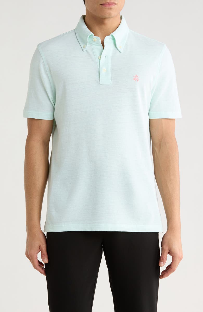 Brooks Brothers Cotton & Linen Blend Oxford Piqué Knit Polo, Main, color, Green