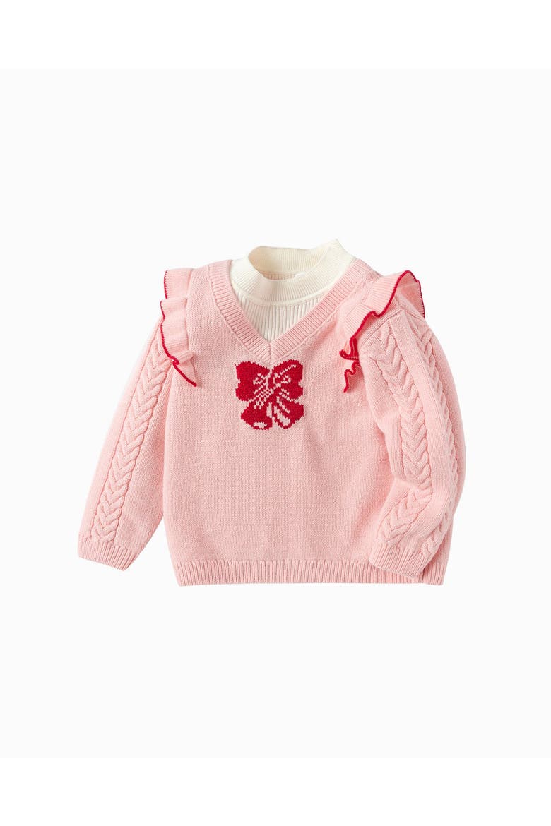 Sweet Pink Bow Knit Sweater, Main, color, Pink