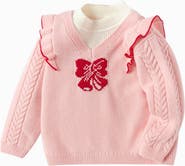 Balabala Sweet Pink Bow Knit Sweater