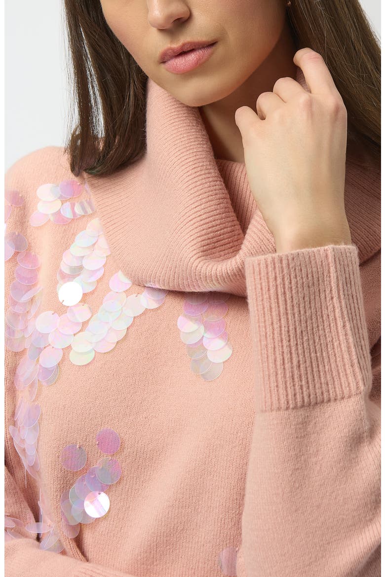 Sequin Cowl Neck Sweater, Alternate, color, ROSE