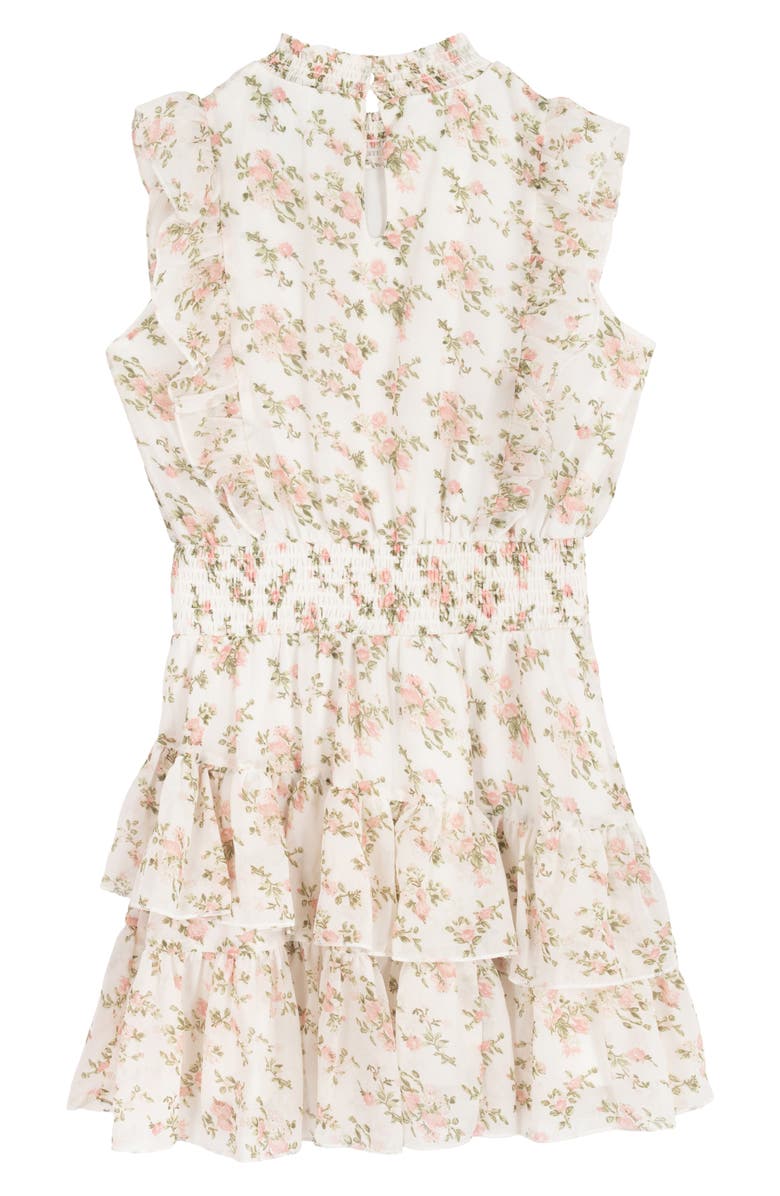 Rare Editions Kids' Yuryu Floral Chiffon Dress, Alternate, color, Ivory/Peach