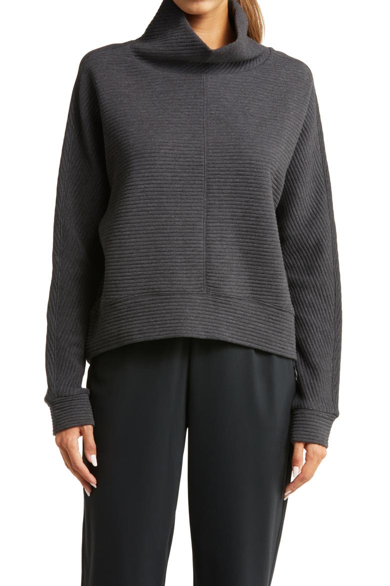 Carey Ridge Funnel Neck Pullover, Main, color, BLACK