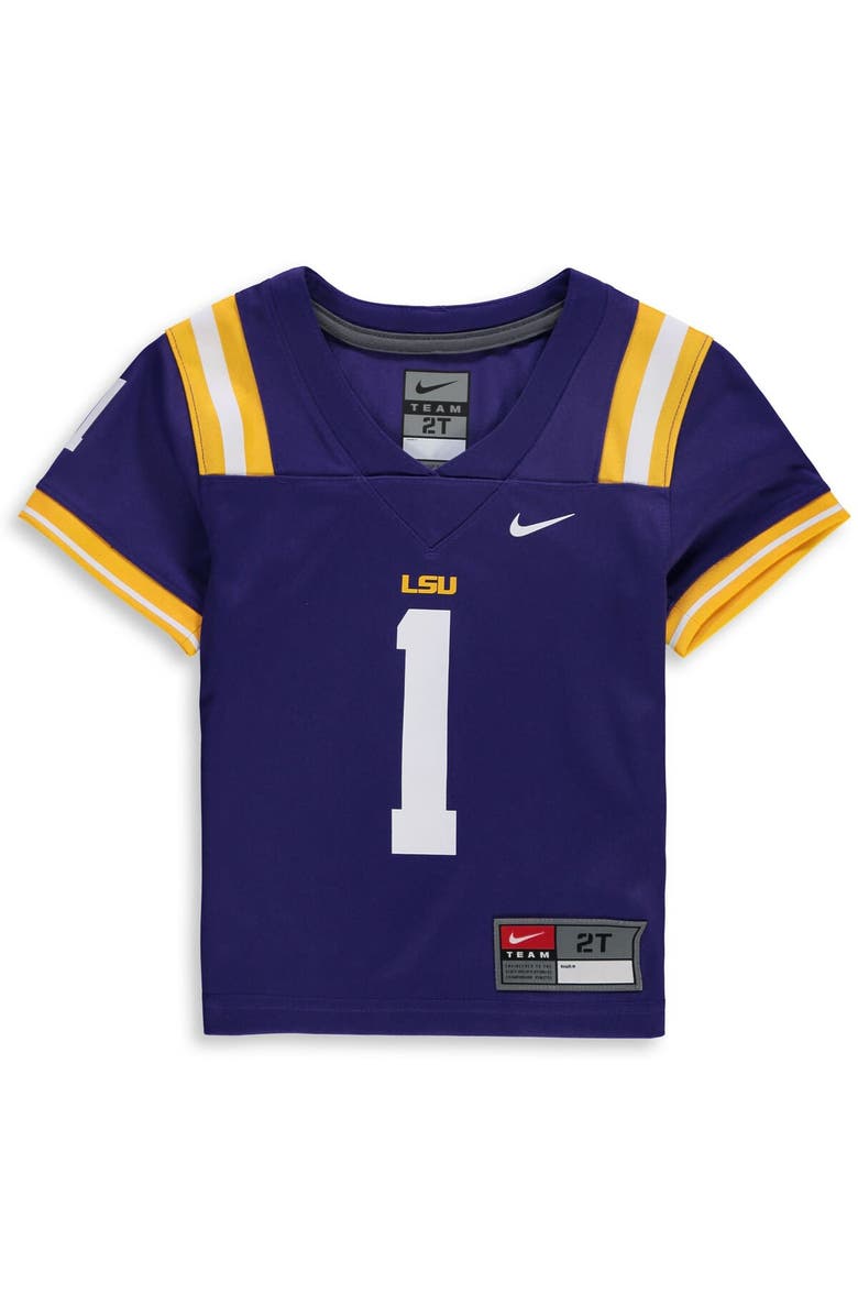 Nike Toddler Nike #1 Purple LSU Tigers Team Replica Football Jersey, Alternate, color, 
