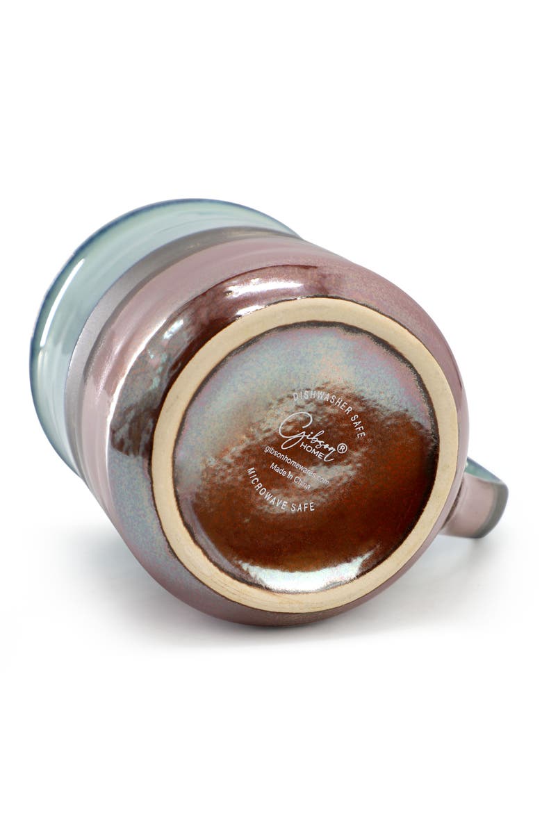 Gibson Home Copper Tonal 4 Piece 18 Ounce Stoneware Cup Set, Alternate, color, Green