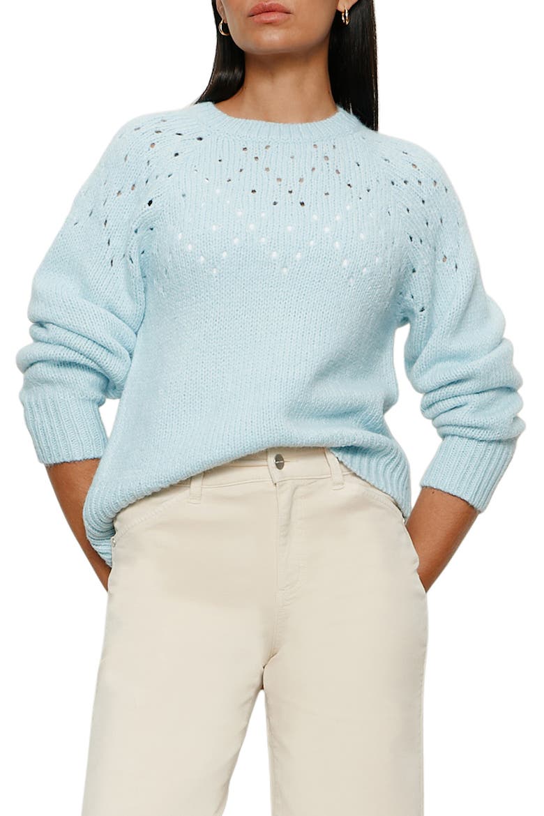 Femme Openwork Sweater, Main, color, AQUAMARINE