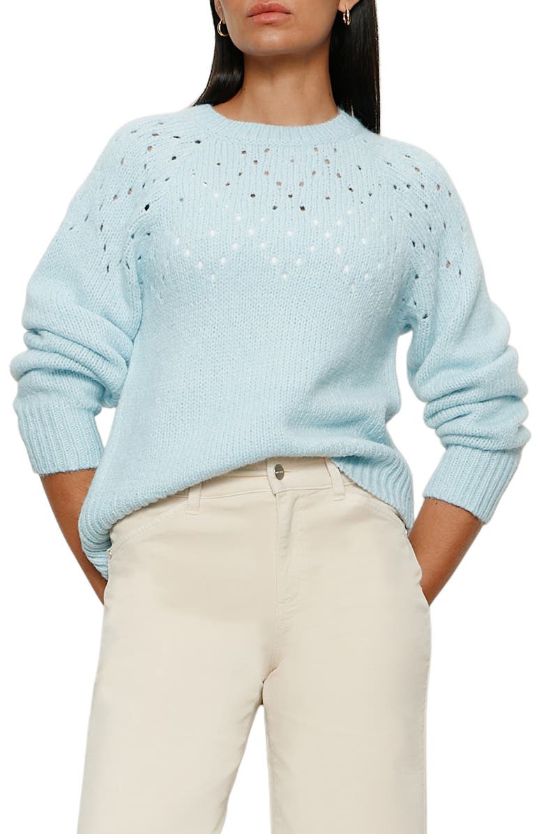 Sanctuary Femme Openwork Sweater, Main, color, Aquamarine