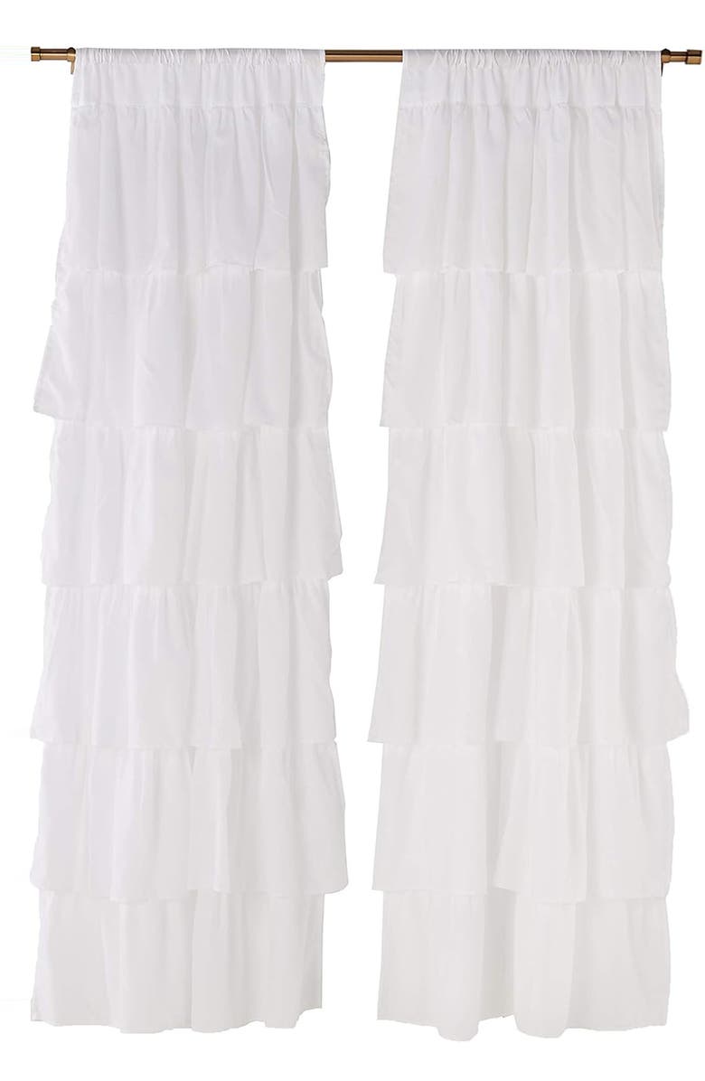 DAINTY HOME Carnival Pleated Set of 2 Panel Curtains, Alternate, color, White