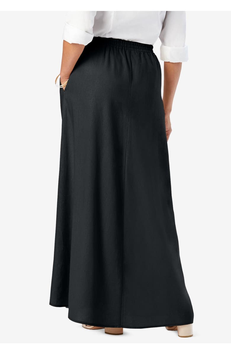 Jessica London Linen Maxi Skirt, Alternate, color, Black