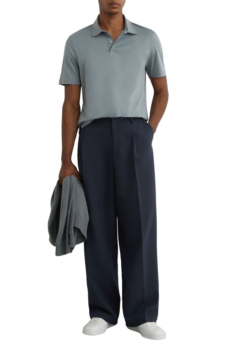 Earl Solid Cotton Polo, Alternate, color, STEEL BLUE