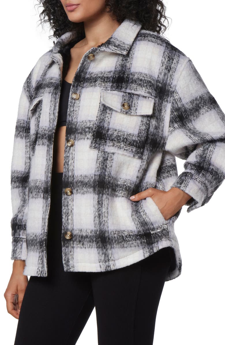 Marc New York Performance Faux Fur Lined Plaid Shirt Jacket, Alternate, color,