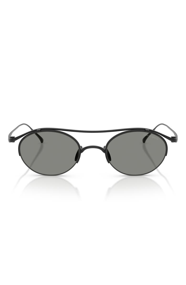 ARMANI 49mm Oval Sunglasses, Main, color, Matte Black / Grey