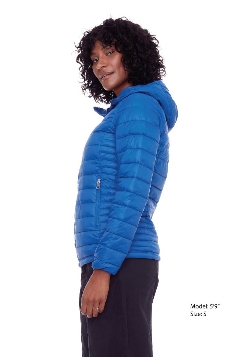 Alpine North YOHO LADIES - Vegan Down Lightweight Packable Puffer Jacket & Bag, Alternate, color, Cobalt