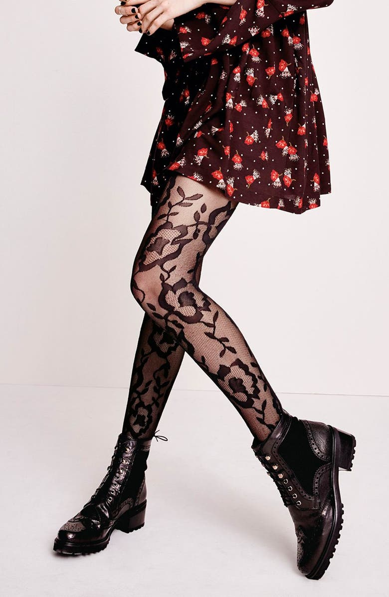 Oroblu 'Lorelie' Floral Tights, Alternate, color, 