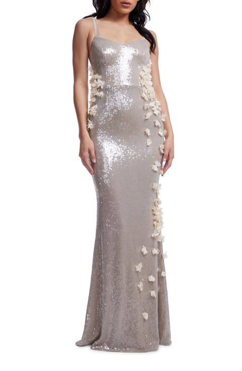 Giovanna Floral Appliqué Sequin Gown