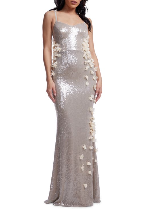 DRESS THE POPULATION DRESS THE POPULATION GIOVANNA FLORAL APPLIQUÉ SEQUIN GOWN 