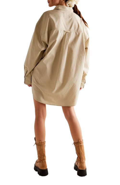 Shop Free People Freddie Oversize Cotton Button-up Shirt In Castle Wall