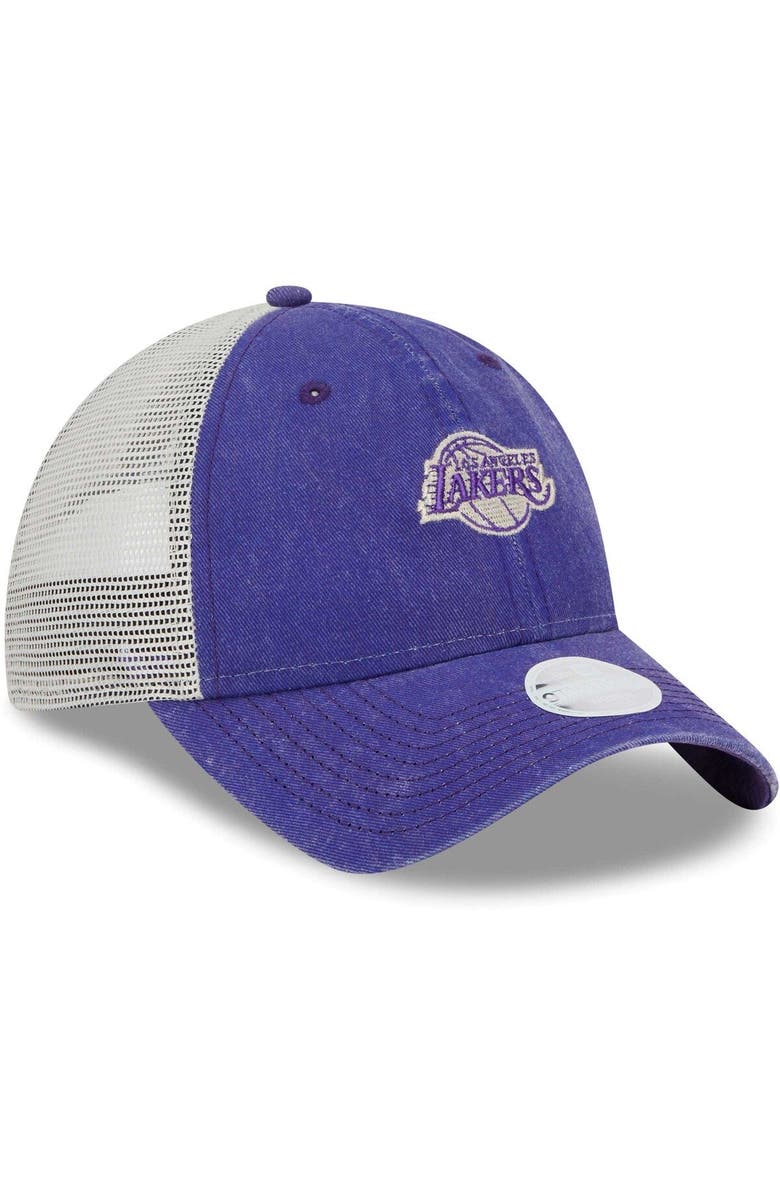New Era Women's New Era  Purple Los Angeles Lakers Micro Logo 9TWENTY Trucker Adjustable Hat, Alternate, color, 