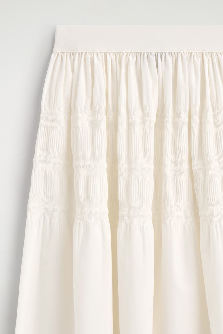 Tiered Gathered Midi Skirt, Alternate, color, WHITE