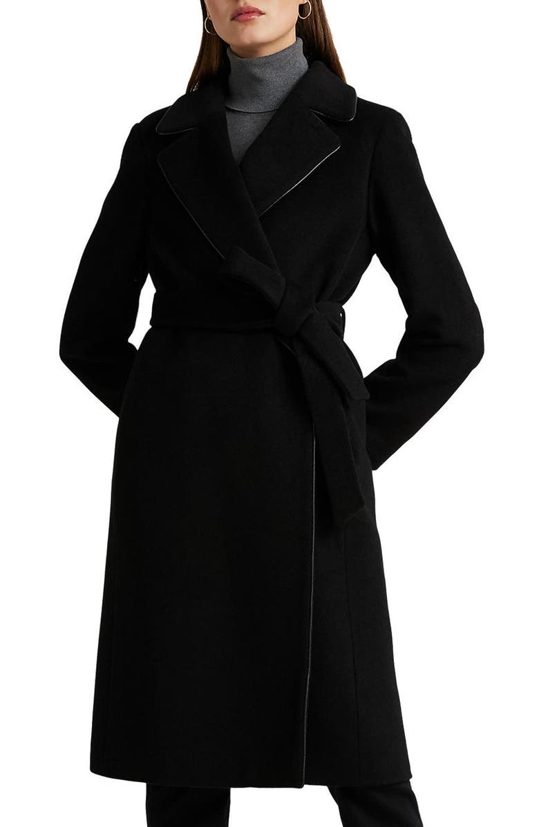 Lauren Ralph Lauren Belted Wool Blend Wrap Coat, Main, color, 
