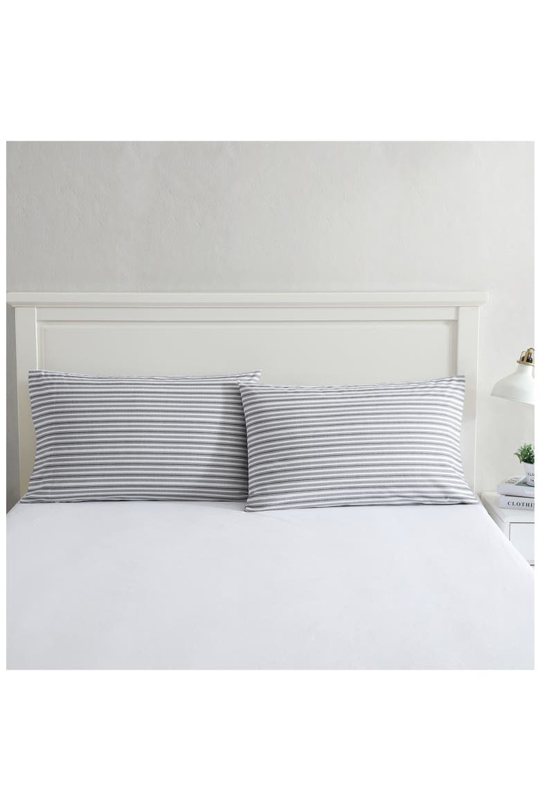 Coleridge Stripe Set of 2 Pillowcases, Alternate, color, CHARCOAL