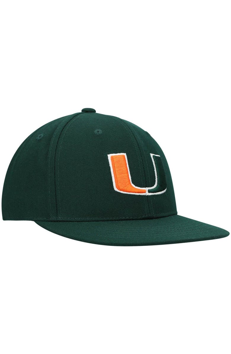 TOP OF THE WORLD Men's Top of the World Green Miami Hurricanes Team Color Fitted Hat, Alternate, color, Green