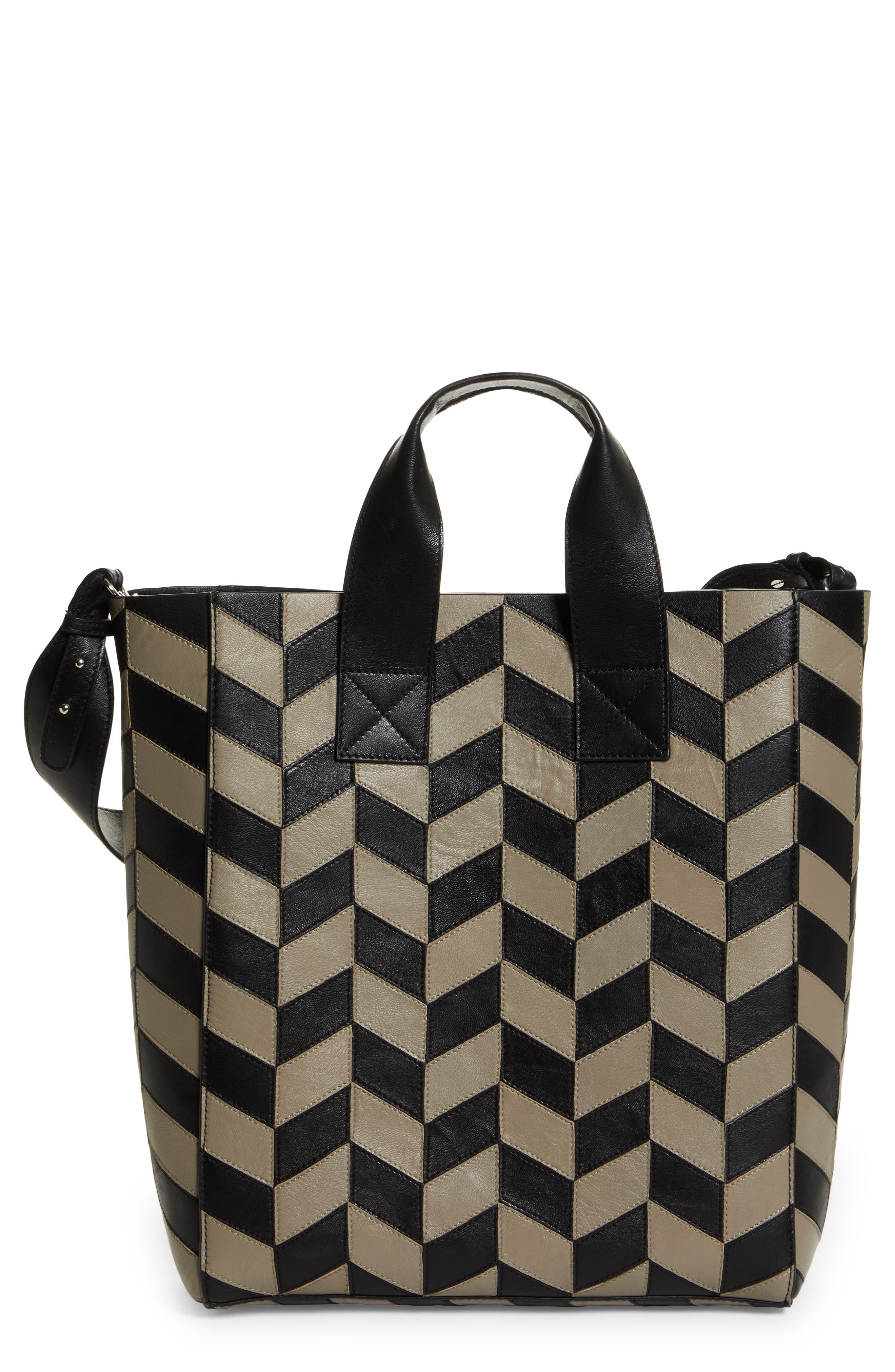 Stand Studio Amia Ziczac Leather Tote, Main, color, 