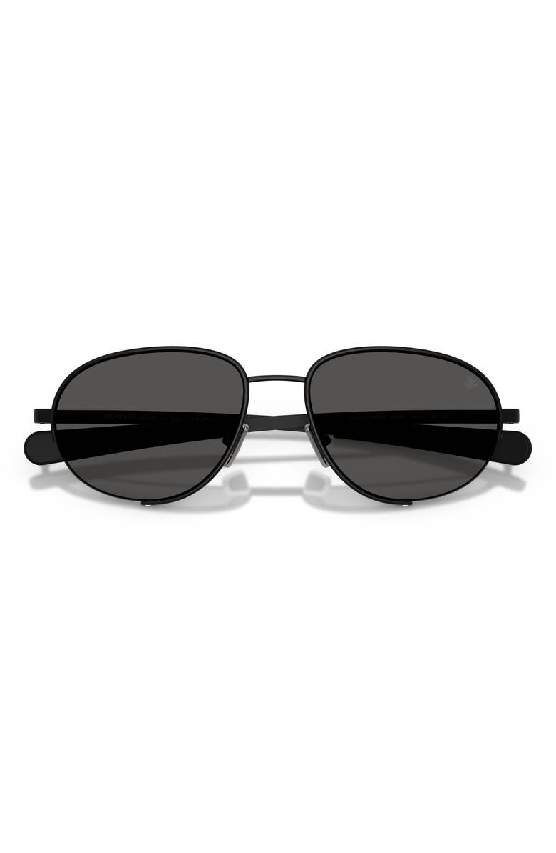 Moncler Circuit 56mm Oval Sunglasses, Alternate, color, Matte Black / Solid Grey