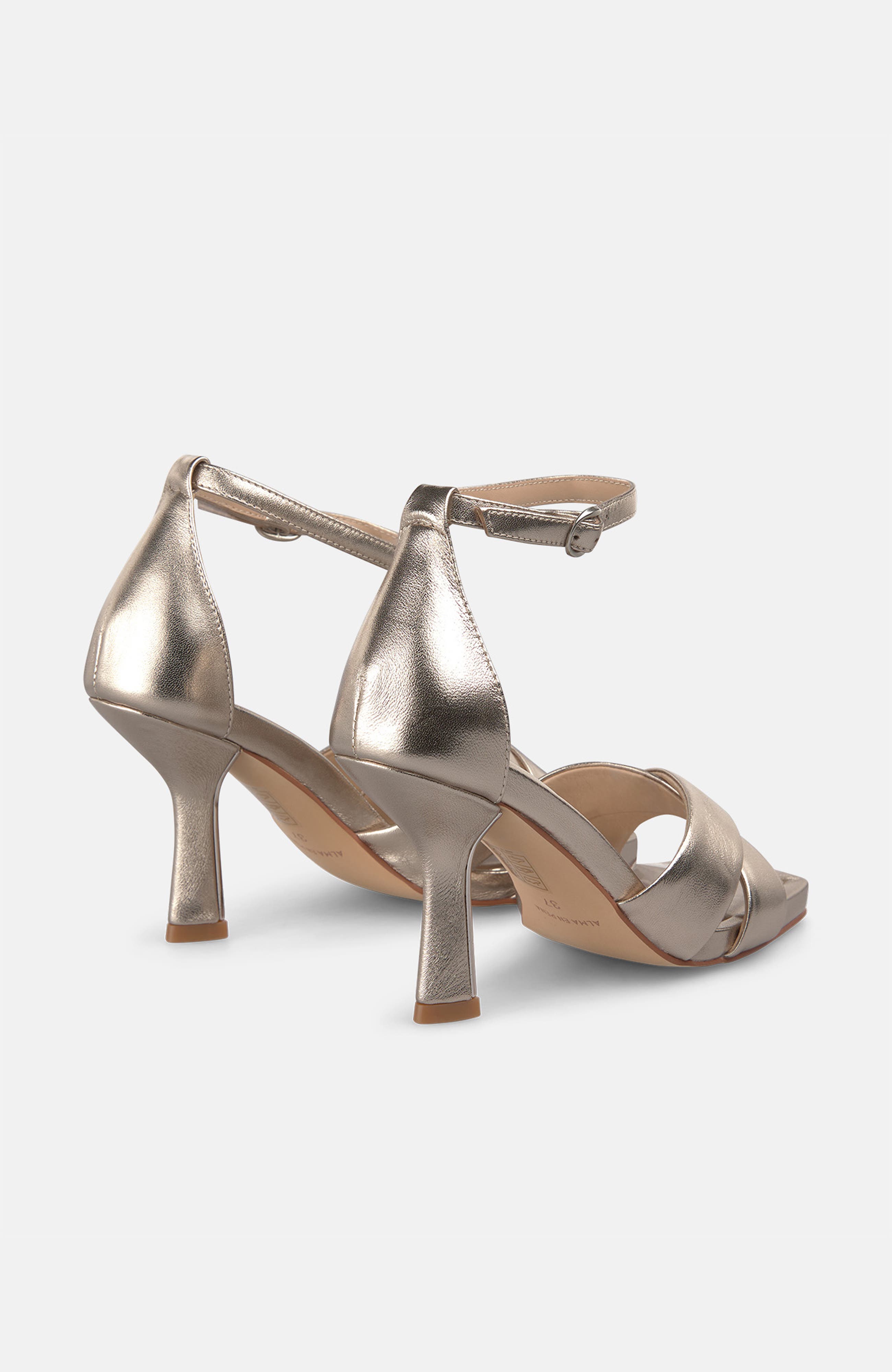 Crossed Strap Heel Sandal, Alternate, color, Bronze
