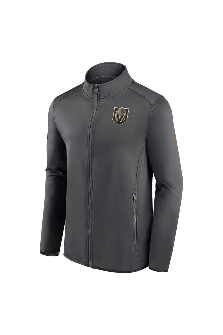 Men's Fanatics Branded Gray Vegas Golden Knights Authentic Pro Rink Fleece Full-Zip Jacket, Alternate, color, Black