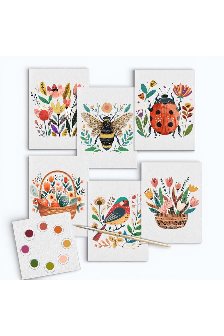 All-in-One Watercolor Art Postcards, Main, color, White Floral Watercolor