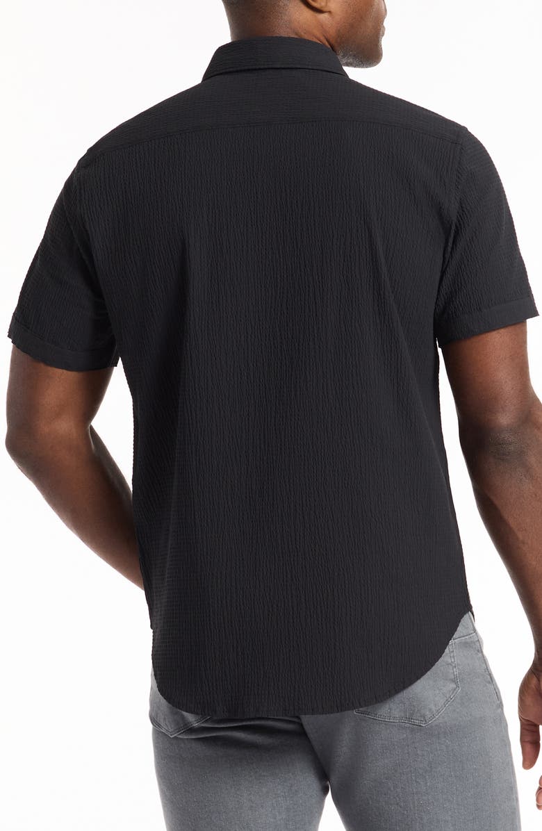 Robert Graham Harbor Short Sleeve Stretch Cotton Button-Up Shirt, Alternate, color, Black