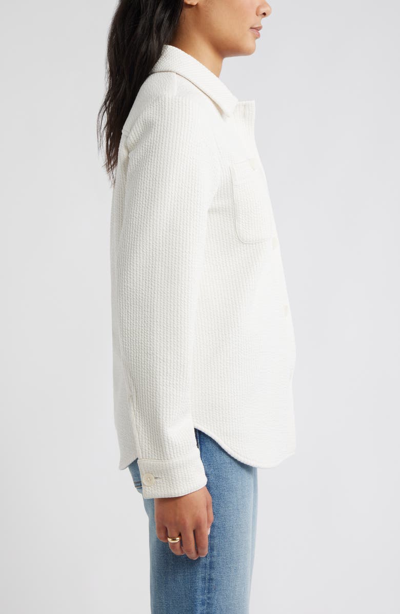 Caslon<sup>®</sup> Textured Knit Shirt Jacket, Alternate, color, Ivory Pristine
